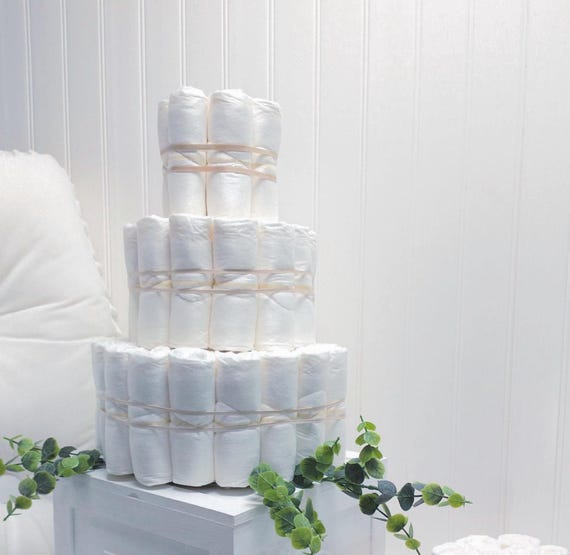 Plain, Undecorated All White DIY Diaper Cake