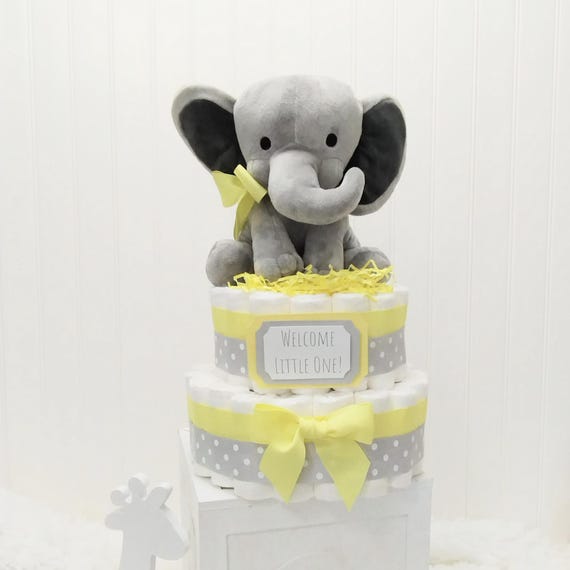 Blue Elephant Diaper Cake for a Baby Boy
