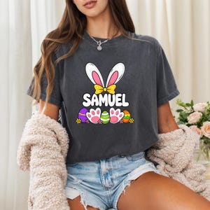 Personalized Bunny Easter Shirt,Custom Name Bunny Tee,Cute Easter Rabbit Shirt,Kids Easter Shirt, Custom Egg Bunny Shirt,Easter Family Shirt