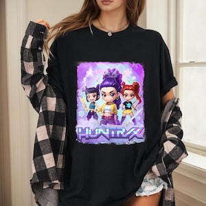 Huntrix Kpop Shirt, Demon Hunters Tee, Mira Rumi Zoey Fan Shirt, Derpy Tiger Pin, Gift for Saja Boys Fans, Collectible for Huntrix Lovers