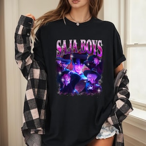 Saja Boys Kpop Demon Hunters T-Shirt for Women, Huntrix Pin, Mira Pullover for Zoey, Demon Hunter Merch, Jinu Tee, Rumi Fan Poster Gift