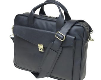Handmade Full Grain Cow Leather Briefcase Professional Laptop Messenger Bag for Business