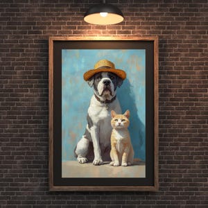 Realistic Pet Portrait - Dog and Cat Watercolour Print - Cat and Dog Poster - Cat and Dog Print - Cat and Dog Portrait - Friendship Prints