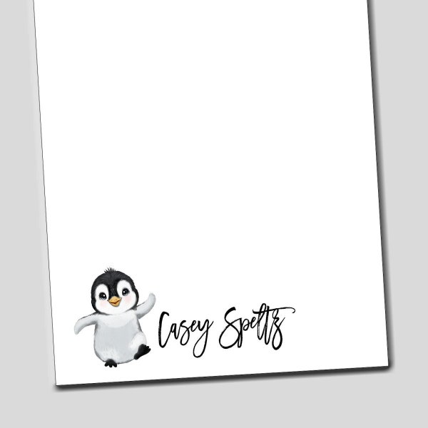 Personalized Penguin Notepad, Penguin Gifts, Teacher Notepad, From the Desk of, Teacher Birthday Gift, Personalized Gift, Penguin art