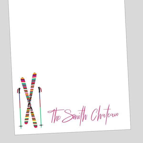 Snow Ski Notepad, Snow Skier Gift, Snow Ski Stationery, gift for skier, gift for ski lodge, personalized notepad, ski gift