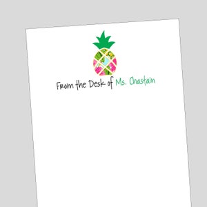 Pineapple Notepad, Pineapple Stationery, Pineapple gift, Teacher notepad, Personalized Gift, From the Desk of, Summer Gift Ideas, Pineapple