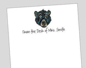 Black Bear Notepad, Gift for Teacher Appreciation, Bear Stationery, Personalized Stationery