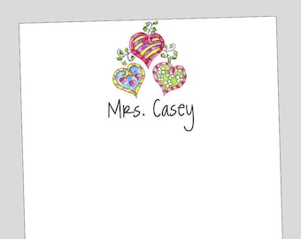 Heart Notepad, Custom Notepad in 3 sizes, Personalized Stationery