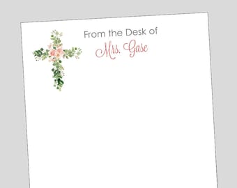 Cross Notepad, Teacher Retirement Gift, Cross Stationery, Catholic Gift, Godmother Gift, Mother's Day Gift, Custom Notepad, Inexpensive Gift