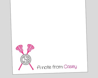 Lacrosse notepad, Monogram gift, lacrosse gift, gift for lacrosse player, lacrosse team, Lacrosse, Lacrosse Coach gift, Lacrosse mom