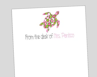 Turtle Notepad, Teacher Gift, From the Desk of Notepad, turtle gift, sea turtle, teacher appreciation gift, teacher notepad