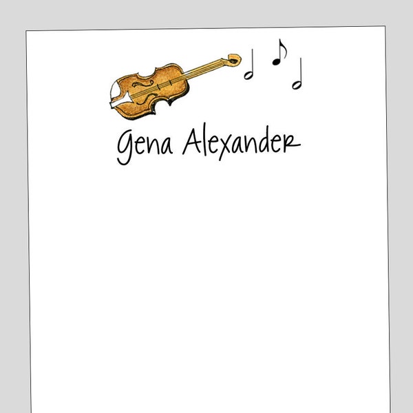 Violin Notepad, Gift for Music Teacher, Personalized Stationery