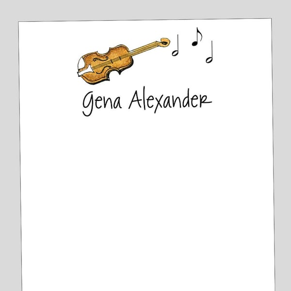 Violin Notepad, Gift for Music Teacher, Birthday Gift for Music Lover, Orchestra Gift, Gift for Violinist, Personalized Notepad, Cellist