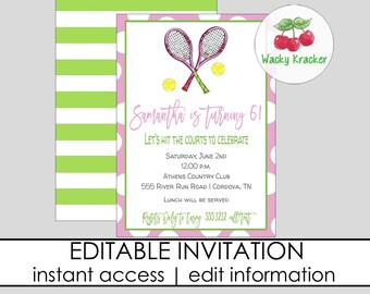 Tennis Invitation Etsy