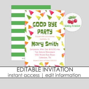 Good Bye Party Einladung, Going Away Einladung, Umzug Party, Abschied einladen, SOFORTIGER DOWNLOAD, EDITIERBARE Vorlage, Ruhestand einladen
