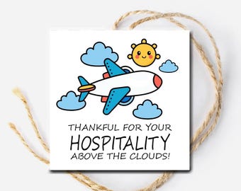 Flight Attendant Gift Tag, Flight Crew Care Package, Baby Kid First Flight Thank You Card, Vacation Travel Idea, Printable plane hospitality