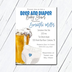 Diaper Baby Shower Invitation, Dad&#39;s Diaper Baby Shower Invite, Brewery Baby Shower, Diaper and Beer Party, Printable Baby Shower for Dad
