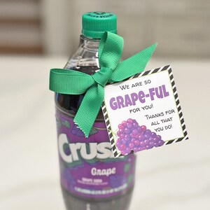 Grape Tag, Appreciation Gift, Random Act of Kindness, Printable Tag, Teacher Gift, Thank you gift, Instant Download, Soda Gift Tag