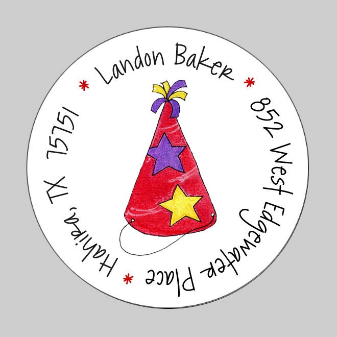 Party Hat Address Labels / Happy Birthday Gift Stickers / Etsy