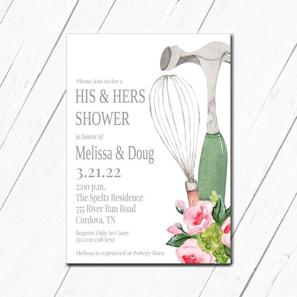 His and Hers Couples Shower Invitation, Bridal Shower Invitation, Groom Shower, Tool Shower Invite, Editable Couples Shower, Wedding Shower