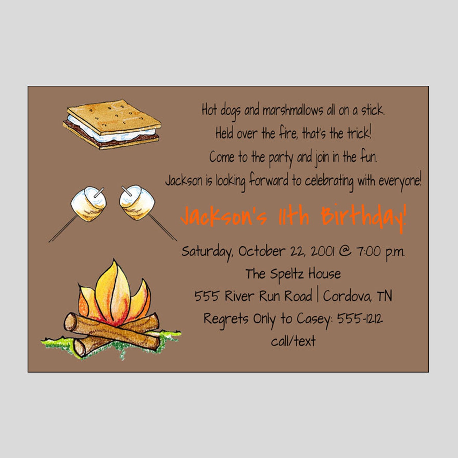Campfire Birthday Invitations Bonfire Invite S'mores - Etsy