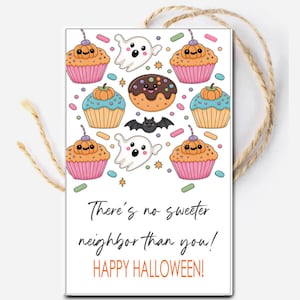 Etichetta regalo di Halloween "No Sweeter Neighbor", etichetta di Halloween stampabile, etichetta carina per dolcetti di Halloween, etichetta regalo per caramelle o biscotti per vicini, regalo autunnale