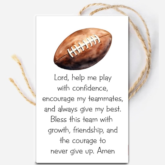 Printable Football Prayer Gift Tag, Christian Athlete Game Day Treat Tag, Football Team Goodie Bag Favor, Digital Sports Scripture Card