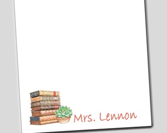 Book Stack Notepad, Gift for Librarian, Teacher Notepad, Librarian Gift, Teacher Gifts, Custom Notepad, Librarian Gift Ideas, To Do List