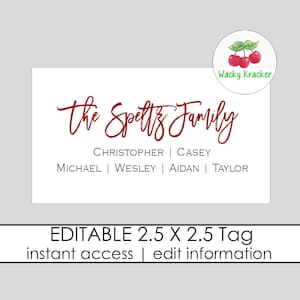 Einfache Familie Geschenkanhänger, Sibling Geburtstags-Tag, Einschluss Karte, quadratischen Favor Tag, Ein Geschenk von, bearbeitbare Geschenkanhänger Vorlage