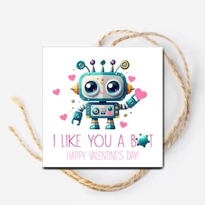 Ich mag dich Roboter Valentinstag Karte, Valentinstag Karte, druckbare Valentinstag Karte für Kinder, Schule Klassenzimmer Valentinstag Karte, niedlicher Roboter Valentinstag Geschenkanhänger