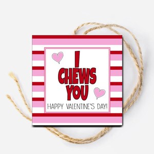 Cartão de Dia dos Namorados I Chews You, Dia dos Namorados para impressão para biscoitos, Troca de doces de dia dos namorados para crianças na escola, Dia dos namorados com chiclete