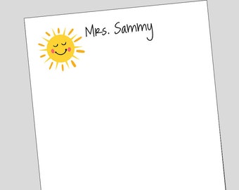 Personalized Sunshine Notepad, Teacher Gift, From the Desk of Notepad, Sunshine Gift, Sun