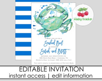 Invitación a Low Country Boil, despedida de soltera, invitación a despedida de soltera, hervido de camarones, hervido de cangrejos de río, hervido de mariscos, plantilla editable
