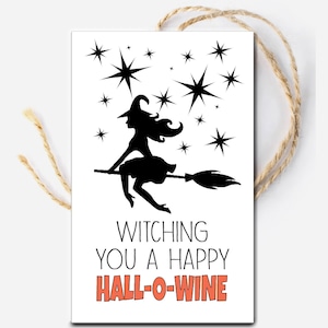Halloween Wein Geschenkanhänger, Hexe Wein Anhänger, ein fröhliches Halloween Party Geschenk, Halloween Hostess Anhänger, Halloween Geschenk für Freundinnen