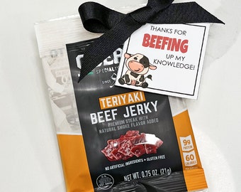 Etiqueta para carne seca, regalo para maestros, descarga instantánea, etiqueta de regalo para el día del padre, agradecimiento al maestro, regalos para él, regalo de fin de año