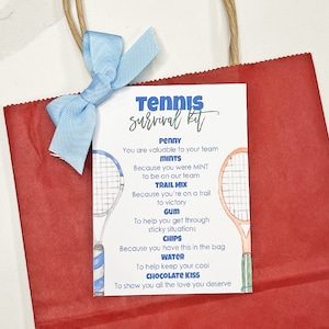 Tennis Tag, Tennis Survival Kit, Tennis Gift, Instant Download, Tennis gifts for women, Tennis gifts for team, Gift for tennis player