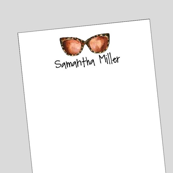 Sunglasses Notepad, Personalized Notepad, gift for fashionista, Leopard Glasses, Gift for Beach Trip, Preppy Notepad, Gift for Girls trip