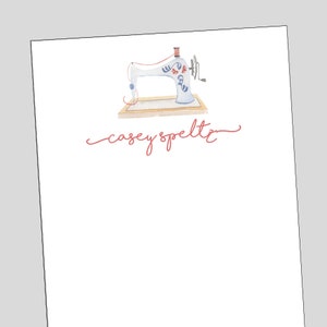 Sewing Machine Notepad, Personalized Notepad, Seamstress Quilter Tailoress Dressmaker Sewer Needleworker Costume Maker Gift, Sewing Gift