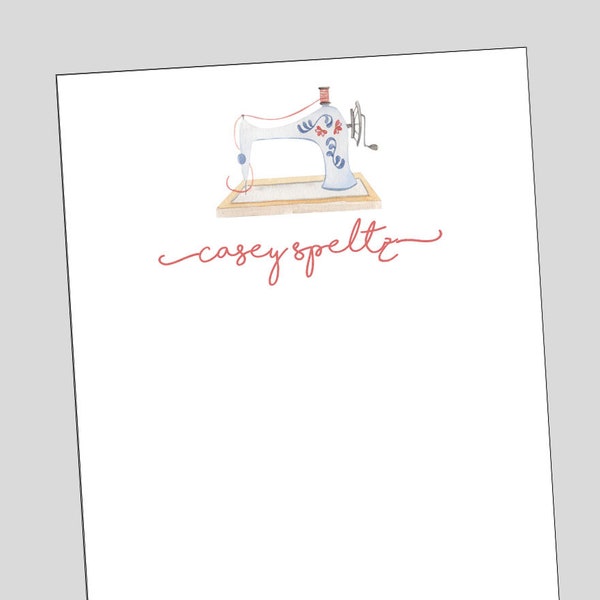 Sewing Machine Notepad, Personalized Notepad, Seamstress Gift