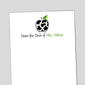 Cow Apple Notepad, Teacher Notepad, Teacher Gift, personalized gift, teacher appreciation week, custom notepad