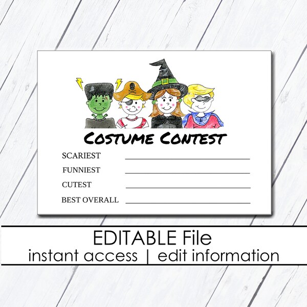 Halloween Costume Contest Ballot, Kids Costume Party, Costume Contest Vote Cards, Best Costume, Printable Contest, Halloween Party Game