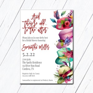 Derby Invitation, Derby Bridal Shower, Horse Race Party, Hat Invitation, Digital, Editable Template, Horse Race Invitation, Off to the Alter