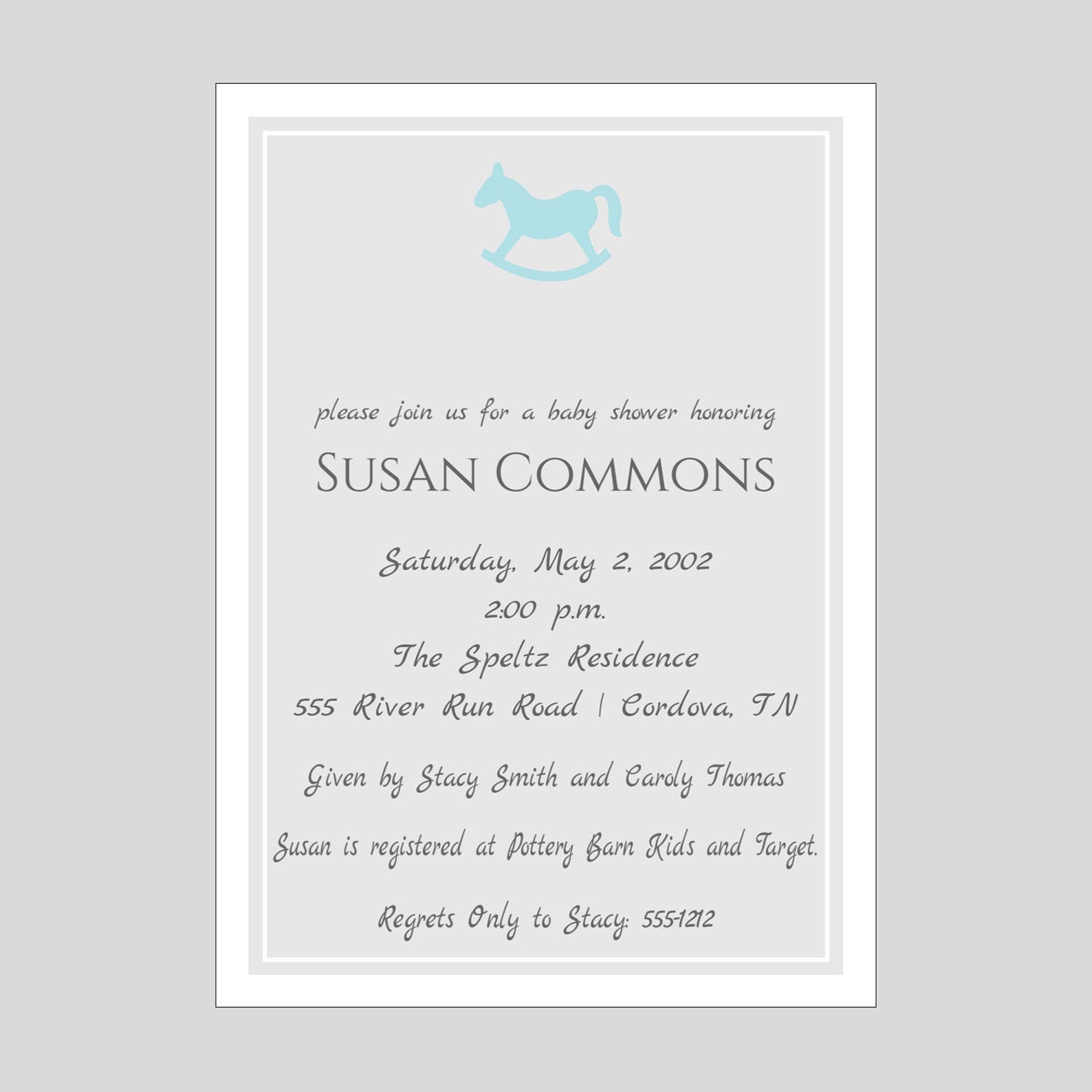 Rocking Horse Baby Shower Invitation Boy Baby Shower Blue Etsy