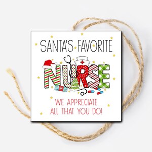 Santas Lieblings Krankenschwester Weihnachten Gastgeschenk Anhänger, Krankenschwester Weihnachten Geschenkanhänger, Krankenschwester, Intensivpflegerin, Krankenschwester, RN Krankenschwester, ER Krankenschwester, Schul Krankenschwester