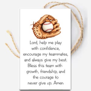Printable Baseball Prayer Gift Tag, Christian Athlete Game Day Treat Tag, Baseball Team Goodie Bag Favor, Digital Sports Scripture Card
