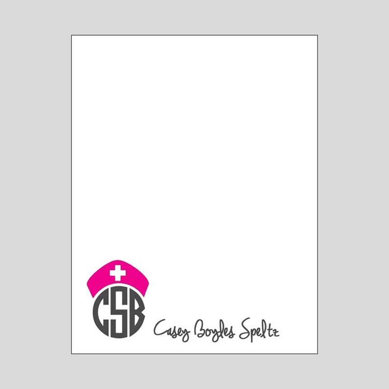 Nurse Notepads Monogram Nurse Stationery Medical Notepad Etsy