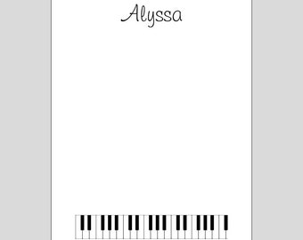 Personalized Piano Notepads, Music Teacher Gift, Piano Keys Stationery, Personalized Gift