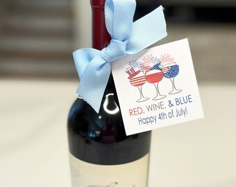 Party in the USA, July 4th Tag, Happy 4th of July, Tag for Wine, July 4th Party Favor, USA gift tag, Red Wine and Blue, Instant Download