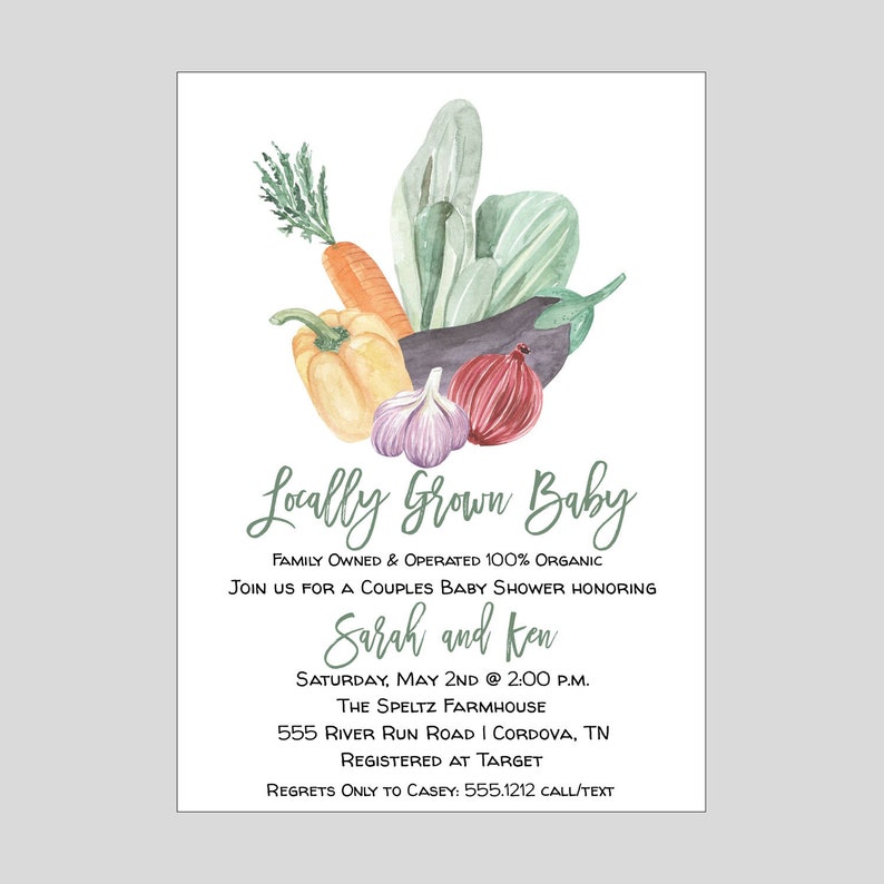 Locally Grown Baby Shower Invitations / Farmers Market / Etsy