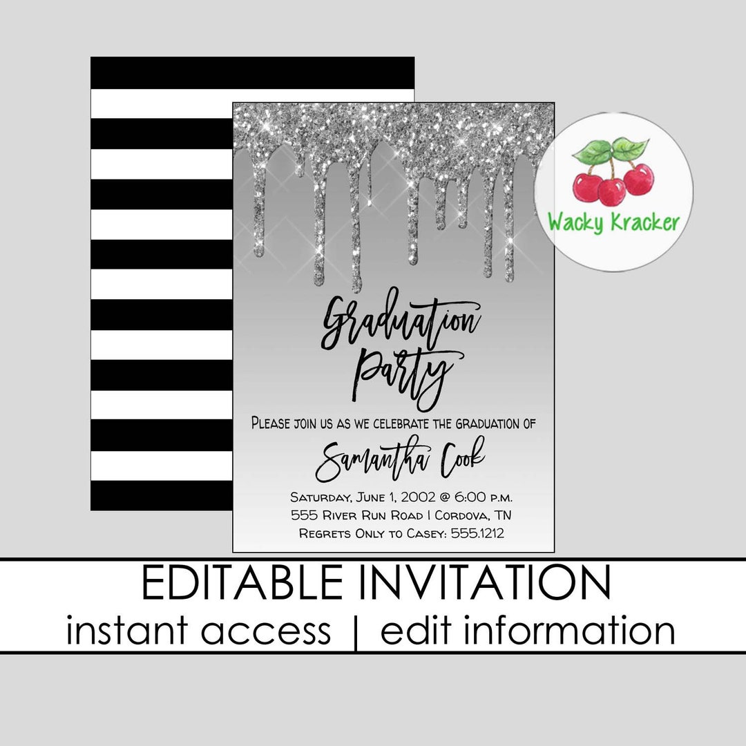 Graduation Party Invitation Glitter Invite Graduation Etsy graduation-party-invitation-glitter-invite-graduation-etsy